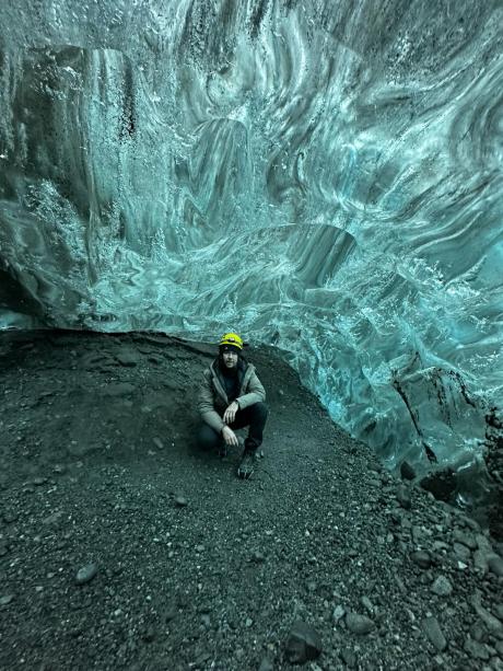 Picture of Henk in an ice cave