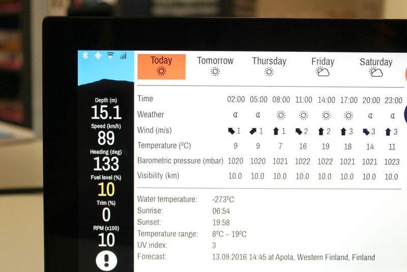  10'' TFT Display designed for Busterboat: a bright high resolution screen using optical bonding to ensure high visibility and readability in sunlight.