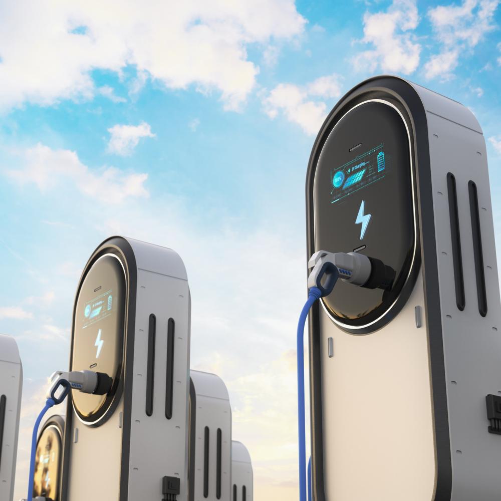 EV charger with oval display shape